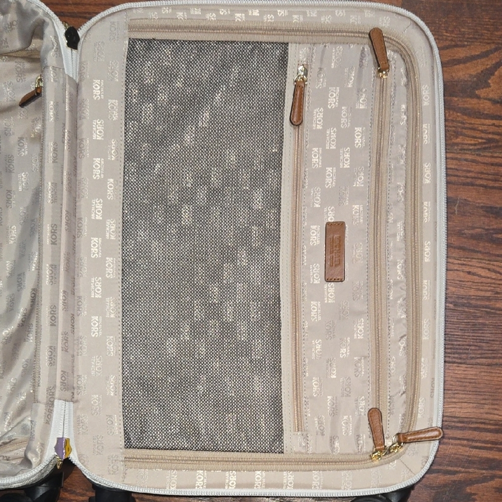 Michael Kors Leather-Trimmed Cream and Brown Monogram Carry-On Suitcase - Picture 6 of 6